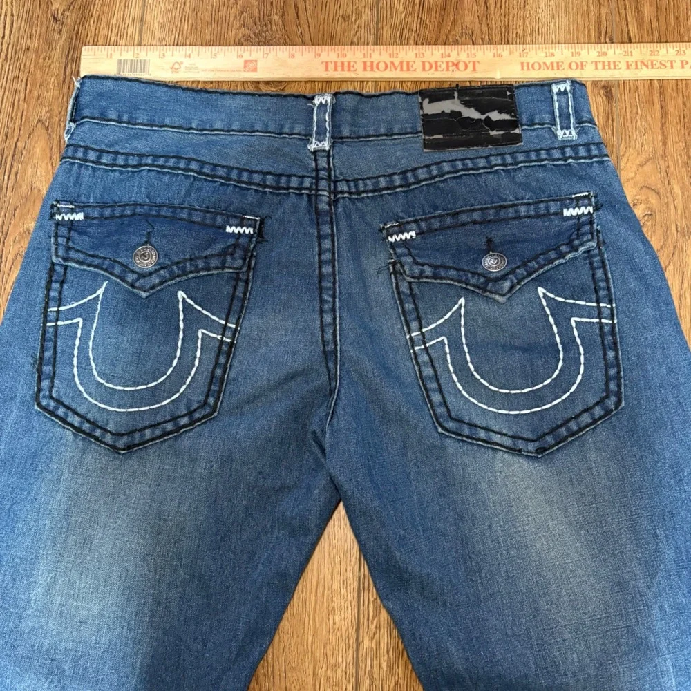 Y2K True Religion USA Made Thick Stitch Blue Jeans‎ Straight Leg Mens 40x33 VTG